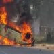 Saharanpur riots Burned car